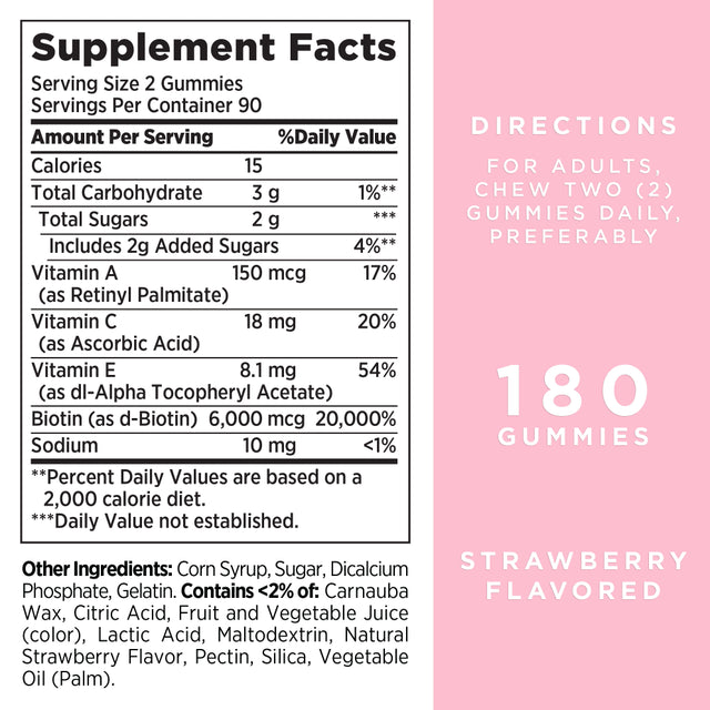 Nature’S Bounty Advanced Hair, Skin and Nails Vitamin Gummies with Biotin, 180Ct