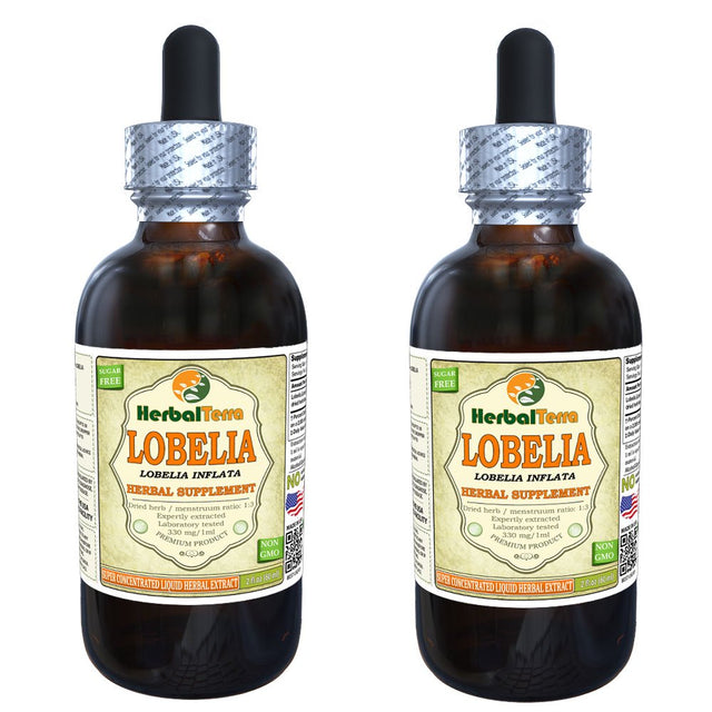 Lobelia (Lobelia Inflata) Tincture, Organic Dried Herb Liquid Extract (Herbal Terra, USA) 2X2 Oz