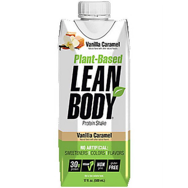 Lean Body Plant-Based Vegan Protein Shake - Vanilla Caramel (12 Drinks / 17 Fl. Oz.)