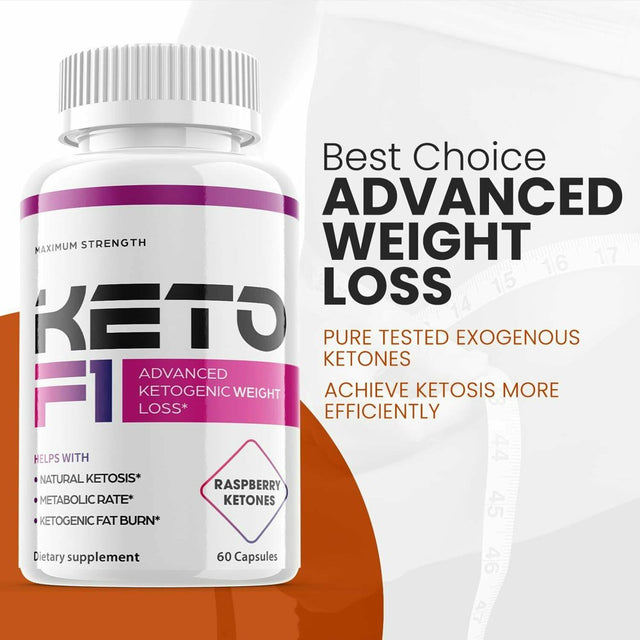 (1 Pack) Keto F1 - Supplement for Weight Loss - Energy & Focus Boosting Dietary Supplements for Weight Management & Metabolism - Advanced Fat Burn Raspberry Ketones Pills - 60 Capsules