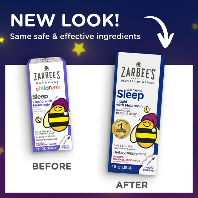 Zarbee’S Kids Sleep Liquid - Melatonin, Non-Habit Forming, Berry, 1 Floz