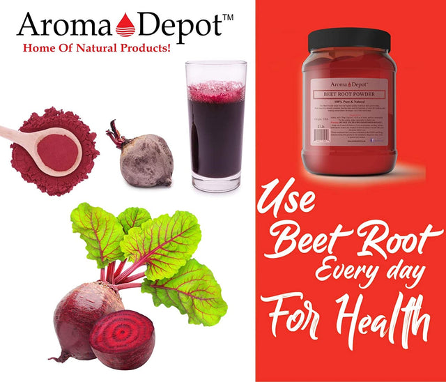 Beet Root Powder 1 Lb. by Aroma Depot Raw & Non-Gmo I Vegan & Gluten Free I Nitric Oxide Booster I Boost Stamina and Increases Energy I Immune System Booster I 100% Natural