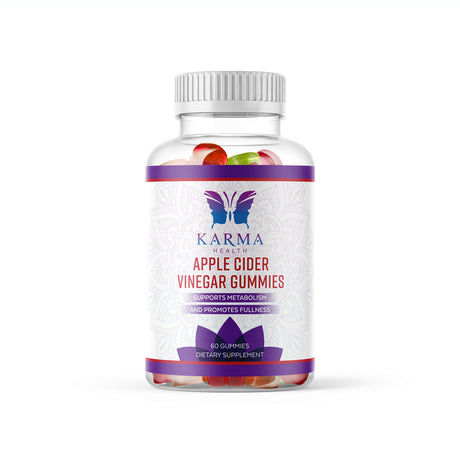 Karma Health Essential Apple Cider Vinegar Gummies - 60 ACV Great Tasting Gummies - Assistance Metabolism and Promotes Saturation - GMO Free - Made in USA in FDA Supervised Facility - 5 Pack