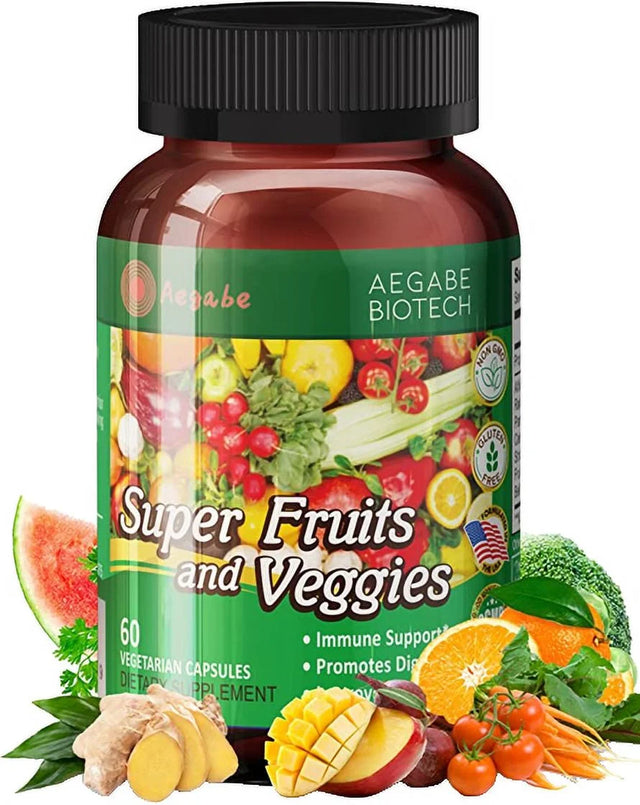 Fruits and Veggies Supplement, Made from 36 Superfood Ingredients, 2 Months Supply per Bottle, Improve Constipate, Gut & Digestive Health, Supports Balanced Nutrition