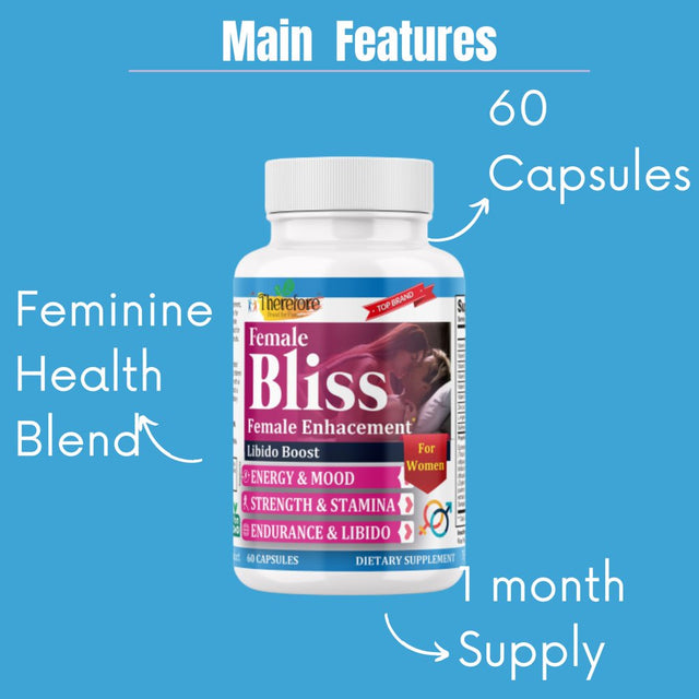 Female Bliss Enhancement Pills, Natural Mood & Energy Booster for Women with Horny Goat Weed, Ginseng, Maca Root, Women Health Supplement for Support Strength(60 Capsules)