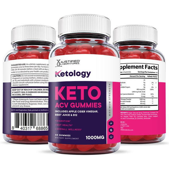 (10 Pack) Ketology Keto ACV Gummies 1000MG Dietary Supplement 600 Gummys