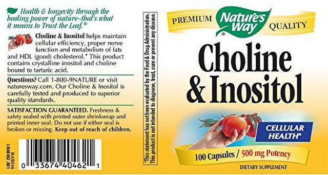 Nature S Way Choline & Inositol, Brain Health*, Cellular Energy*, Mg per Serving, 100 Capsules