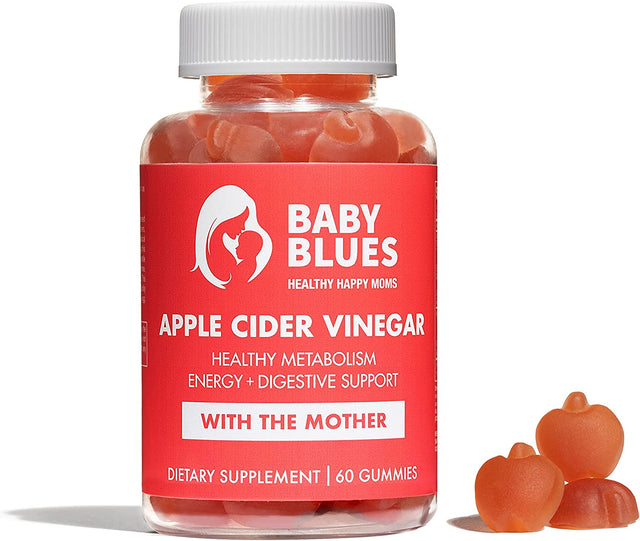 Apple Cider Vinegar Gummies - Vegan, Non-Gmo & Gluten-Free, Postpartum Dietary Supplement with Both Vitamin B-6 & B12, 60 Pieces per Bottle