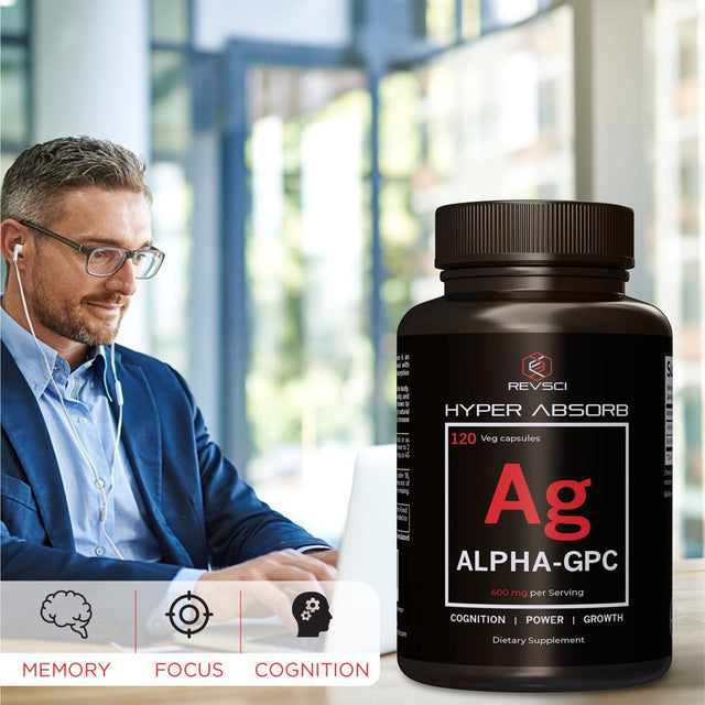 Alpha GPC Choline Supplements - 120 Hyper Absorb Capsules - Nootropics Brain Support Supplement