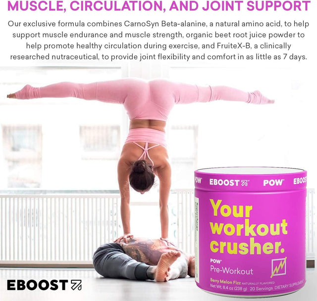 EBOOST POW Pre-Workout and Rescue BCAA Tub Bundle - Pre and Post Workout Supplement Powder for Performance, Joint Mobility, Support Recovery and Energy - Non-Gmo, Gluten-Free, No Creatine