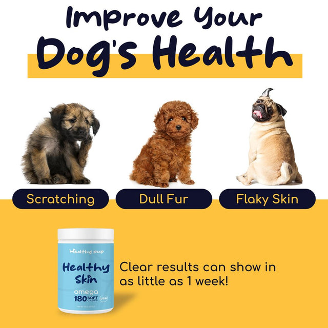 Healthy Pup Healthy Skin Dog Fish Oil Supplements - Omega 3 Rich Salmon Oil for Coat and Fur