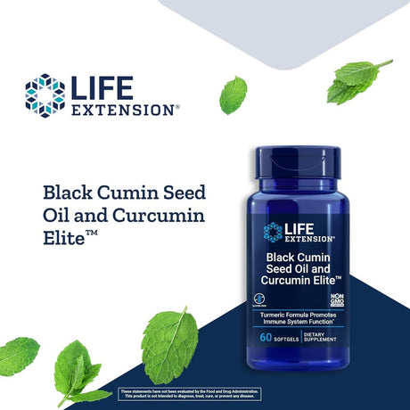 Life Extension Black Cumin Seed Oil & Curcumin Elite Turmeric Extract - Supplement - Formula for Healthy Immune System & Whole-Body Health- Gluten Free, Non-Gmo - 60 Softgels