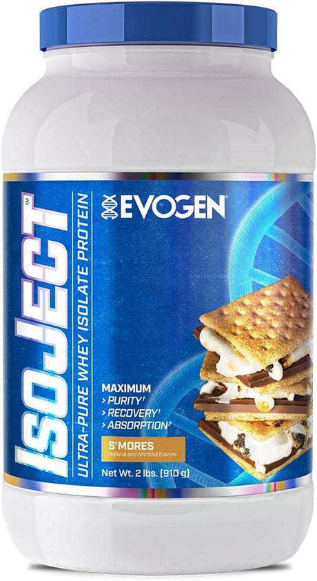 Evogen Isoject S'Mores | Premium Whey Isolate Loaded with BCAA, EAA, Ignitor Enzymes, Recovery, Shakes, Smoothies | 2Lbs