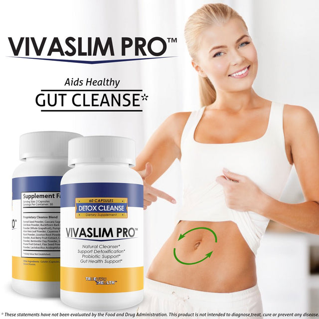 Vivaslim Pro - Premium Detox Cleanse Supplement - Natural Formula with Bonus Probiotics to Rejuvenate Your Body - Support Energy, Vitality, Weight Loss - Aid Gut Health & Digestive Health