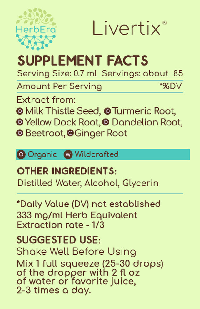 Livertix Alcohol Extract Tincture. Liver Support 2 Oz