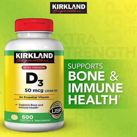 Kirkland Vitamin D3 2000 IU, 600 Softgels (PACK of 2)