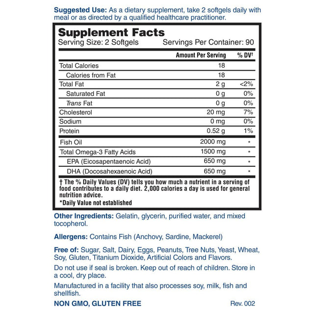 Nature'S Lab Triple Strength Omega-3 Fish Oil with EPA & DHA - 180 Softgels (3 Month Supply)- Supports Healthy Brain Function, Cognitive Health & Circulation*