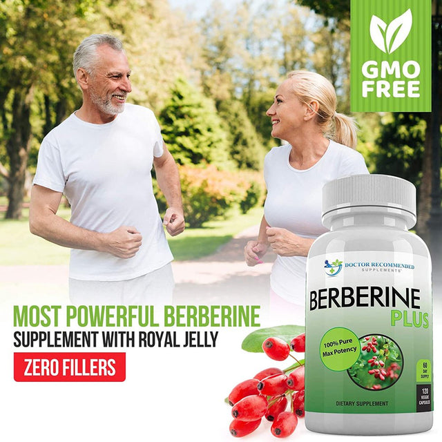 Berberine plus 1200Mg per Serving - 120 Veggie Capsules Royal Jelly, Supports Glucose Metabolism, Healthy Immune System, Promotes Weight Loss, Improves Cardiovascular Heart & Gastrointestinal Wellness