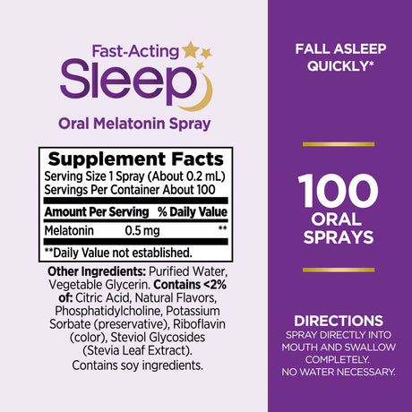 Nature’S Bounty Fast Acting Melatonin Sleep Aid Spray, Mild Mint, 100 Oral Sprays