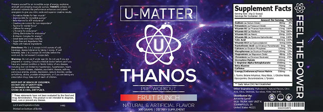 Thanos Pre-Workout Powder | Includes L-Taurine, Betaine Anhydrous, L-Arginine, L-Citrulline Malate & L-Tyrosine | Fruit Punch Flavored Preworkout | Energy Boost, Pump, & Focus - 30 Servings