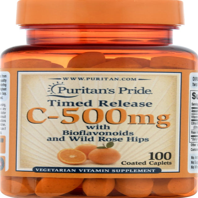 Puritan'S Pride Vitamin C-500 Mg with Rose Hips Time Release - 100 Caplets