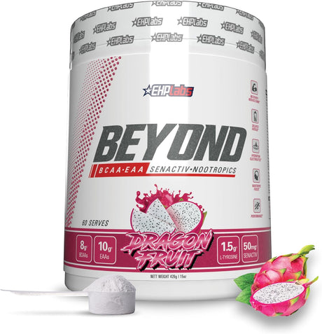 Ehplabs beyond BCAA Powder Amino Acids Supplement for Muscle Recovery - 8G of Sugar Free Bcaas Amino Acids Post Workout Recovery Powder & 10G of EAA Amino Acids Powder - 60 Servings (Dragon Fruit)