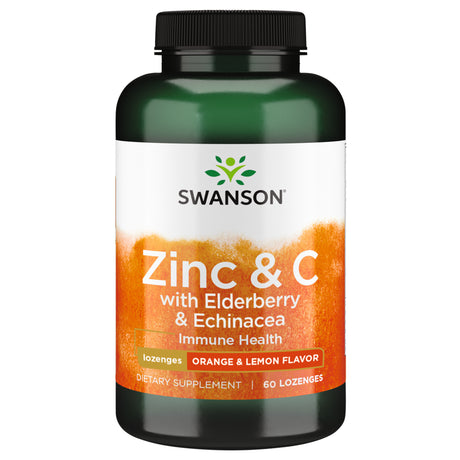 Swanson Zinc & C Lozenges W/ Elderberry & Echinacea-Orange & Lemon Flavor 60 Loz