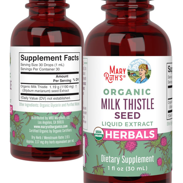 Maryruth'S | USDA Organic Milk Thistle Seed Liquid Drops | Herbal Supplement | Liver Health, Brain Function, Bone Health | Vegan, Non-Gmo | 1 Fl Oz / 30 Ml