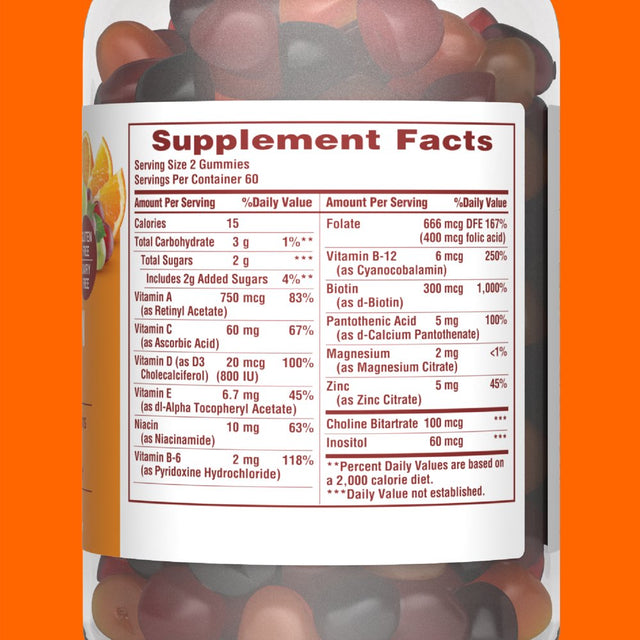 Sundown Adult Multivitamin Gummies with Vitamin C, D3 and Zinc for Immune Health, 120 Count