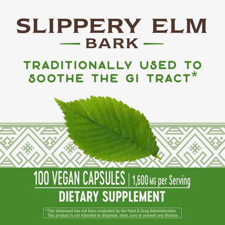 Nature'S Way Slippery Elm Bark, Non-Gmo Project Verified, Vegan, 100 Capsules