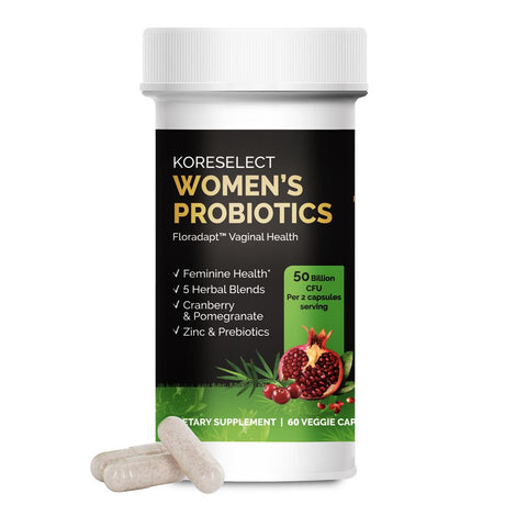 KORESELECT Probiotics for Women - Gut Health Supplements for Women, Vaginal Probiotics with Prebiotic Blend, Immune Support with Zinc - 60 Capsules