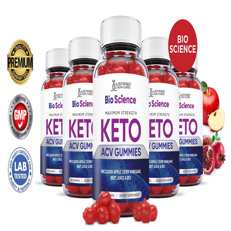 (5 Pack) Bio Science Keto ACV Gummies 1000MG Dietary Supplement 300 Gummys