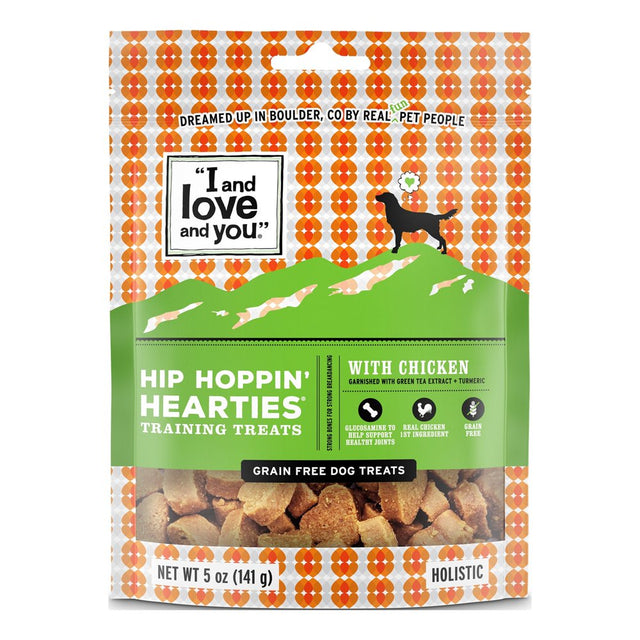 "I and Love and You" Hip Hoppin' Hearties Dog Treats, Joint-Support Chicken, 5 Oz