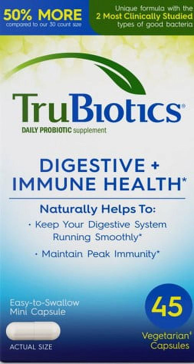 TRUBIOTICS, Daily Probiotic Supplement for Digestive and Immune Health, Men and Women 45 Count