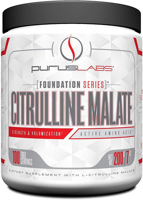 Purus Labs Foundation Series Citrulline Malate Powder | Active Amino Acid L-Citrulline | Strength, Volume, & Recovery | 100 Servings (Unflavored)