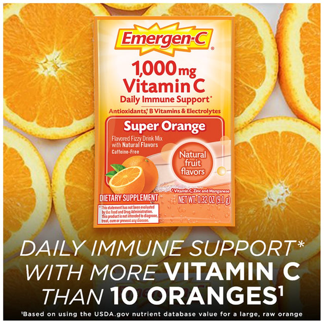 Emergen-C 1000Mg Vitamin C Powder for Immune Support Super Orange - 60 Ct