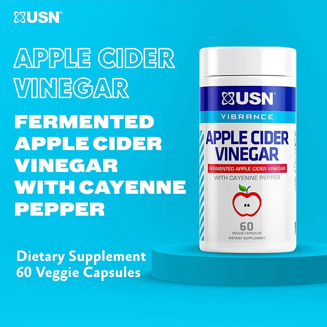 USN Vibrance Series Apple Cider Vinegar Supplement Capsules with Cayenne Pepper & Fermented Apple Cider Vinegar for Immune Support & Gut Health- 60 Veggie Capsules (Pack of 1)