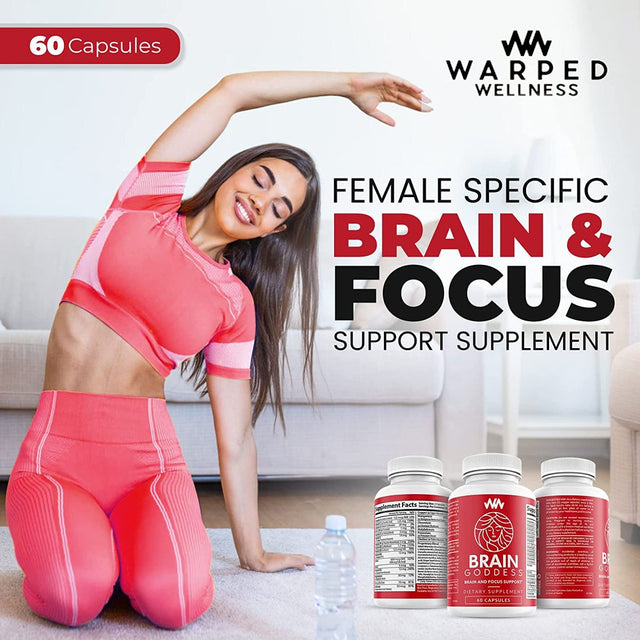 Womens Brain Supplement and Focus Support | Female Specific Memory Booster | Brain Goddess | Enhance Clarity and Concentration | Warped Wellness