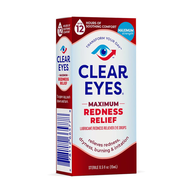 (2 Pack) Clear Eyes Maximum Redness Eye Relief Lubricant Eye Drops, 0.5 Fl Oz