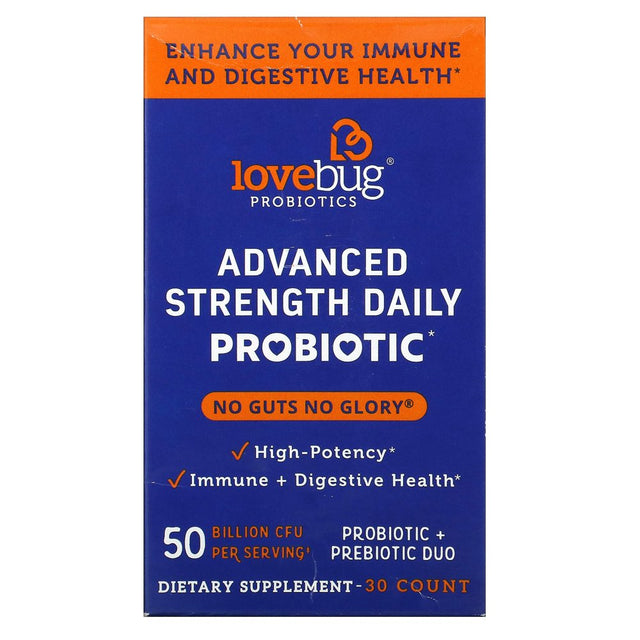 Lovebug Probiotics No Guts No Glory Advanced Strength Daily Probiotic, 30 Count