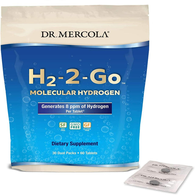 Dr. Mercola H2-2-Go Packets, up to 8Ppm of Molecular Hydrogen Gas*, Non GMO, Gluten Free, Soy Free