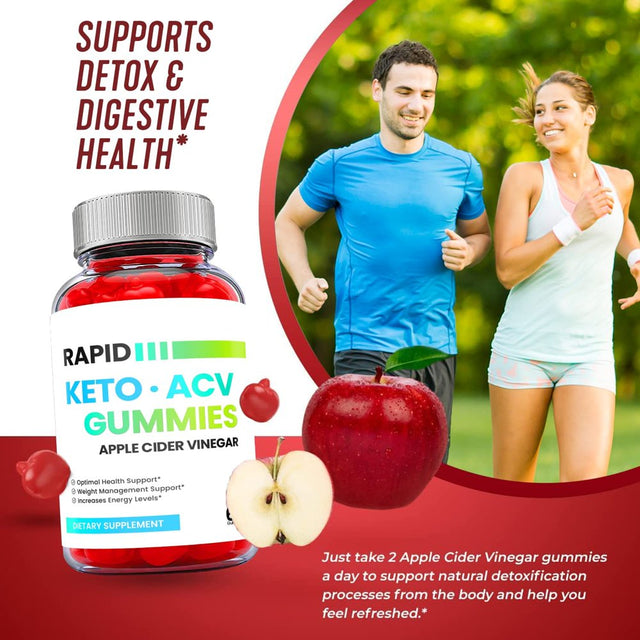 (2 Pack) Rapid Keto ACV Gummies - Supplement for Weight Loss - Energy & Focus Boosting Dietary Supplements for Weight Management & Metabolism - Fat Burn - 120 Gummies