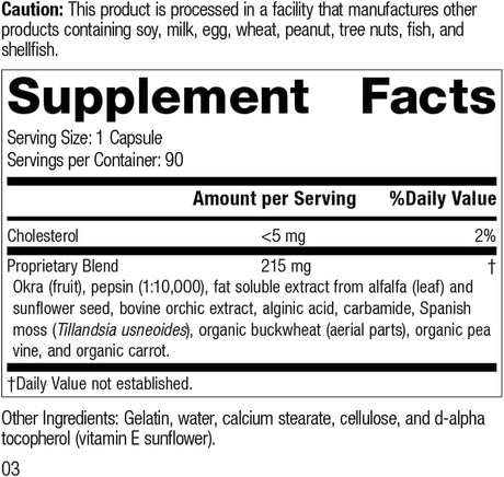 Standard Process Okra Pepsin E3 - Whole Food Digestion and Digestive Health, Cholesterol, Bowel and Bowel Cleanse with Pepsin, Alfalfa, Spanish Moss, Buckwheat and Okra - Gluten Free - 90 Capsules