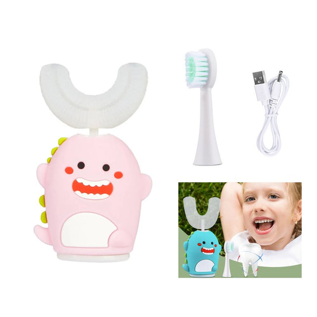 Qingy-Kids Smart Electric Toothbrush Silicone U Shape Automatic USB Charging 360 Ultra Toothbrush