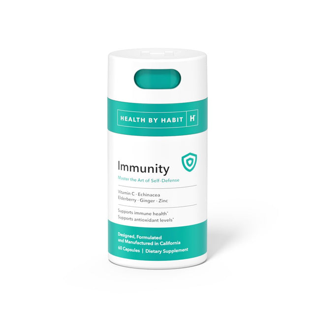 Health by Habit Immunity Supplement, Echinacea, Elderberry, Zinc, 60 Capsules