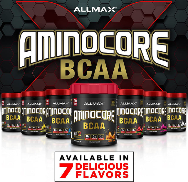 ALLMAX AMINOCORE BCAA, Watermelon - 315 G Powder - 8.18 Grams of Bcaas per Serving - with B Vitamins - No Fillers or Non-Bcaa Aminos - Sugar Free - 30 Servings