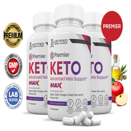 (3 Pack) Premier Keto ACV MAX Pills 1675Mg Alternative to Gummies Dietary Supplement 180 Capsules