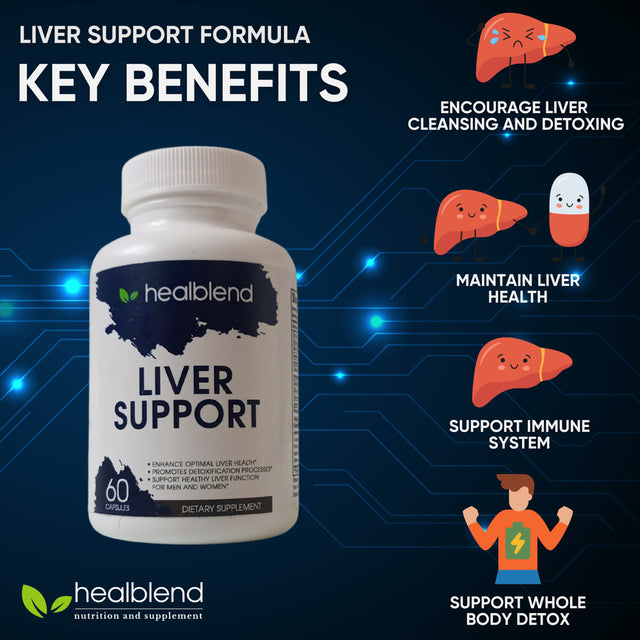 Healblend Natural Liver Support Supplement - Helps Detox Cleanse & Repair with Milk Thistle, Dandelion Root, Artichoke Extract, Enhance Optimal Liver Health - 60 Capsules