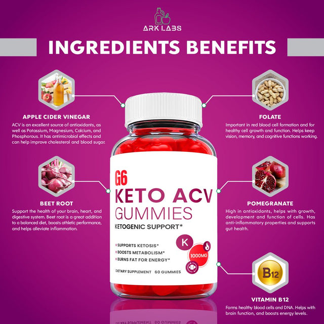 (5 Pack) G6 Keto ACV Gummies - Supplement for Weight Loss - Energy & Focus Boosting Dietary Supplements for Weight Management & Metabolism - Fat Burn - 300 Gummies