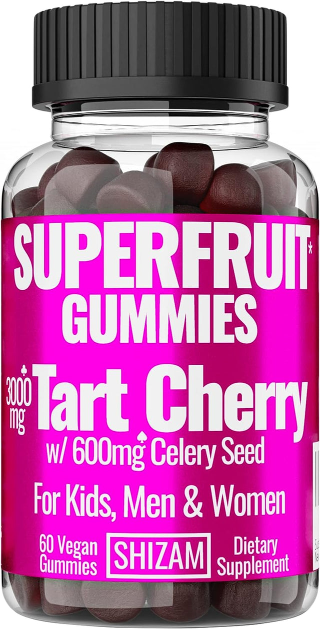 Tart Cherry Superfruit Gummies with Celery Seed Concentrate Extract, Uric Acid Flush Cleanse Sleep Supplements, Capsules Capsule Pills Pill Juice Powder Supplement Alt, Black Sleep Organic Pure Gummy